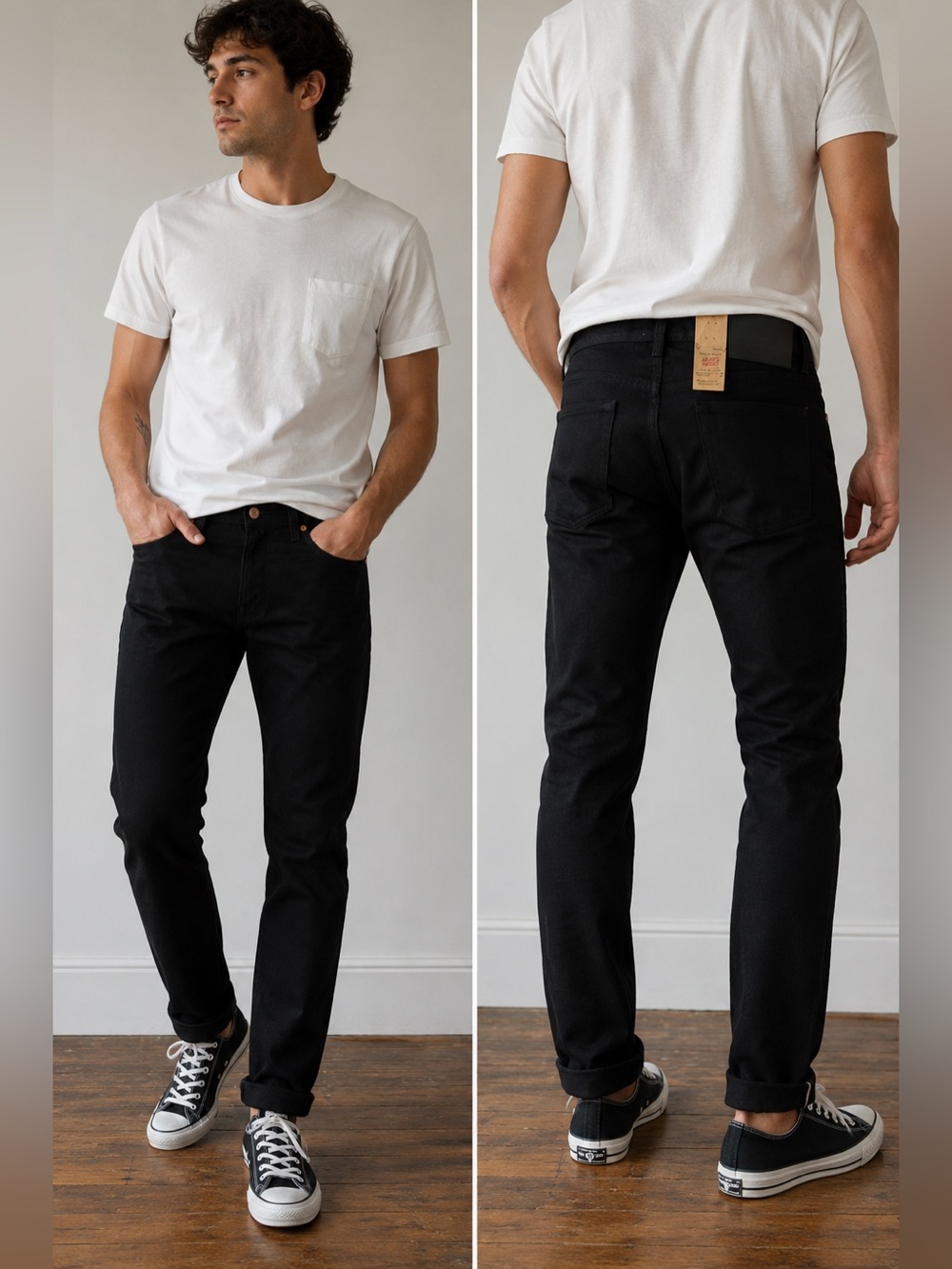 Naked & Famous New Solid Black Selvedge Jeans Men’s Size 33 Raw Denim NWT